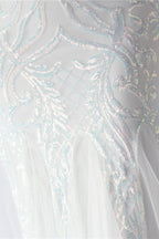 Beaded Mesh Cocktail Maxi Dress