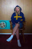Blue Cross Graphic Washed Pullover Hoodie