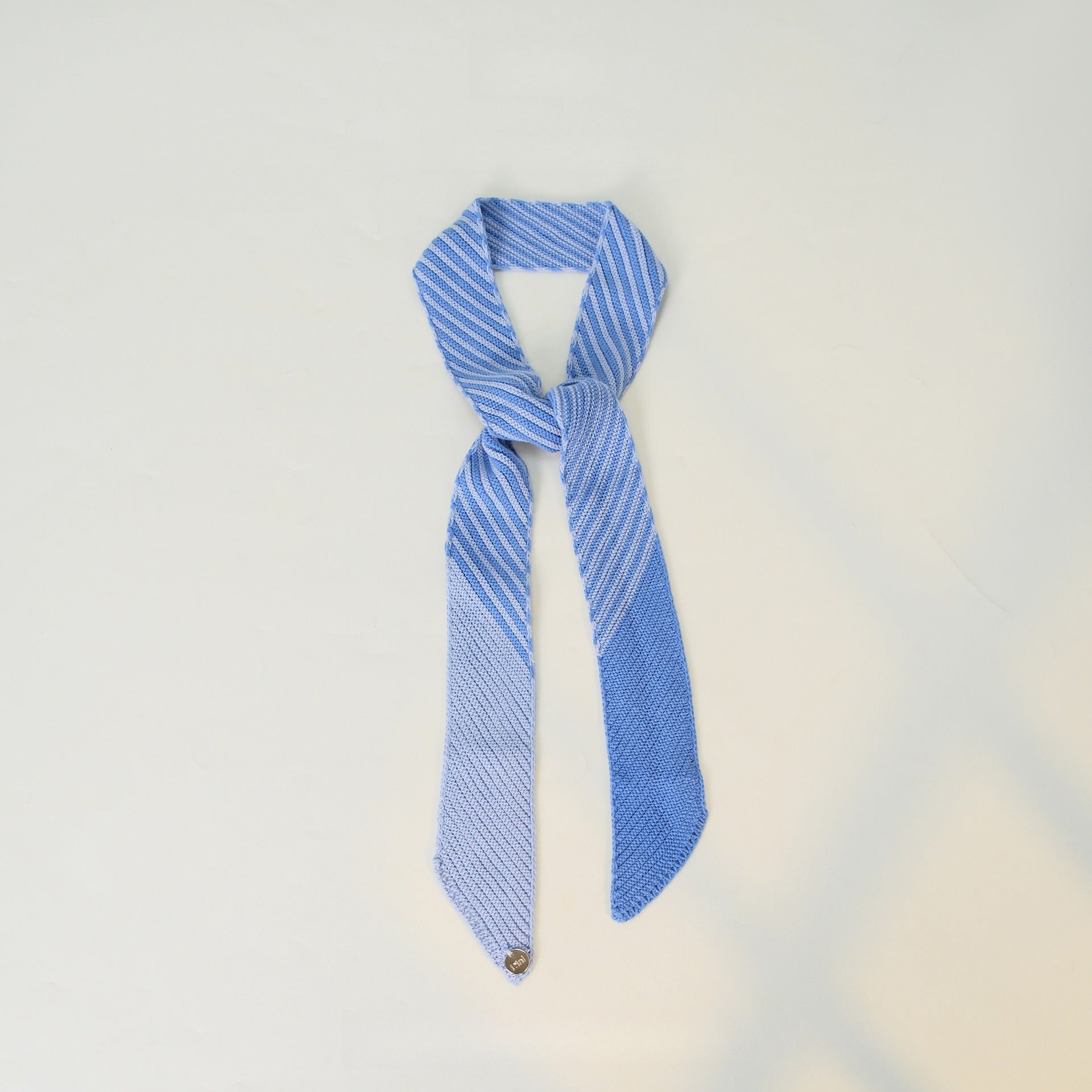 Colorblock Striped Knit Skinny Long Neck Tie Scarf Secondary image