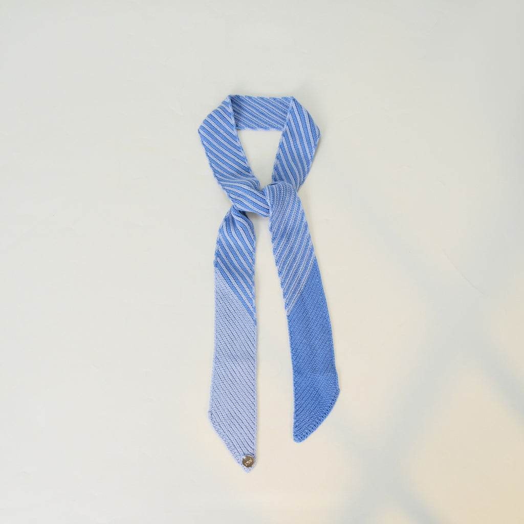 Colorblock Striped Knit Skinny Long Neck Tie Scarf