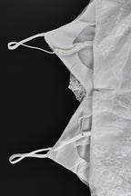 White Ruffle Trim Cami Slit Bodycon Maxi Dress
