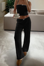 Casual Ribbed Tank Top High Waist Straight Leg Pants Set