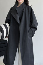 Oversized One Button Stand Collar Overcoat