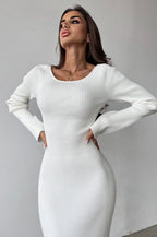 Solid Slim Convertible Backless Sweater Dress