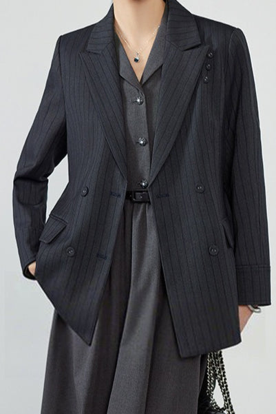 Elegant Striped Notch Blazer Main image
