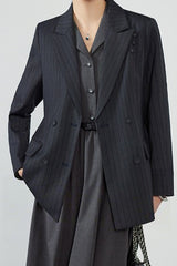 Elegant Striped Notch Blazer
