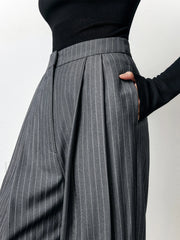 First Choice Pinstripe Trendy Wide Leg Dress Pants Pants