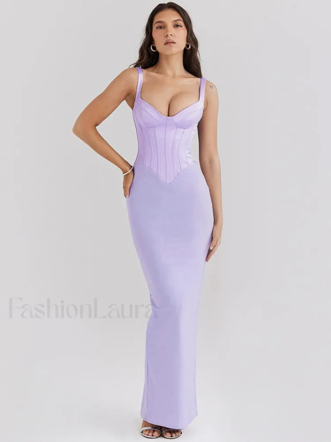 Fishbone Slit Suspender Maxi Dress Secondary image