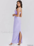 Fishbone Slit Suspender Maxi Dress