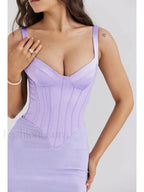 Fishbone Slit Suspender Maxi Dress Lavender / XS