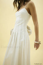 Fishbone Tube Top Sleeveless Waist Flared Maxi Dress