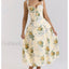 Fishbone Waist Cotton Midi Dress green / S