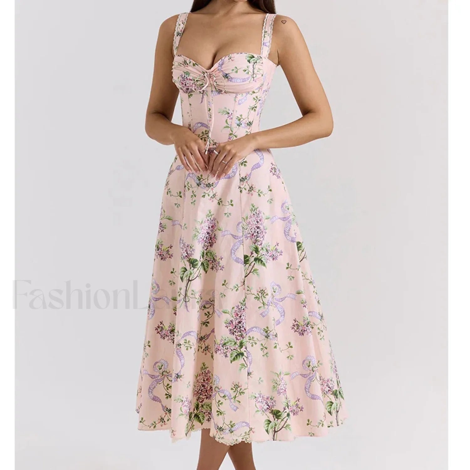 Fishbone Waist Cotton Midi Dress Secondary image