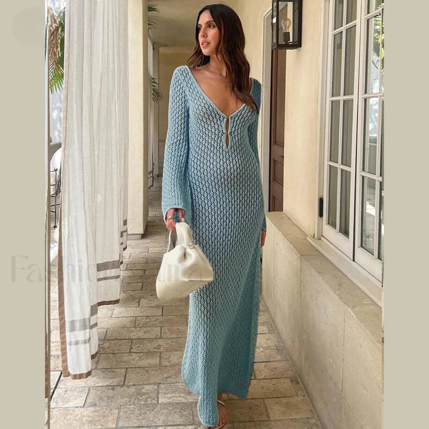Fishtail Flare V Neck Dress Cover Up Main image