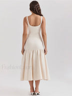 Fishtail Square Collar Midi Dress