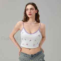 Fitted Lace Trim Crop Top