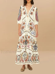 Flax Lantern Sleeve Boho Dress