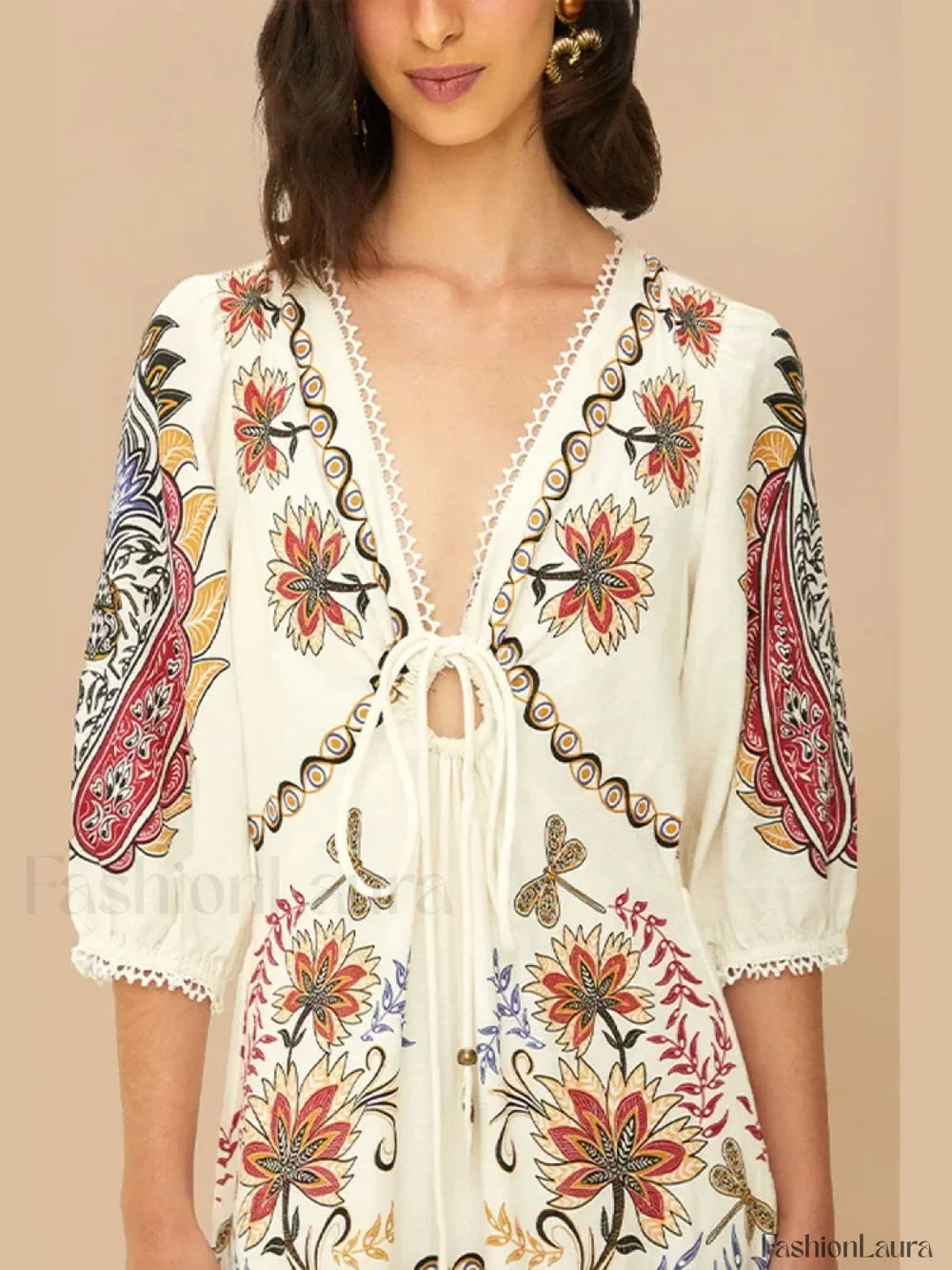 Flax Lantern Sleeve Boho Dress