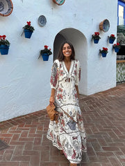 Flax Lantern Sleeve Boho Dress