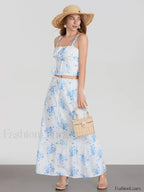 Floral A Line Long Skirt Two Piece Set