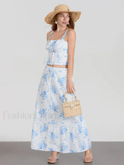 Floral A Line Long Skirt Two Piece Set