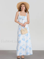 Floral A Line Long Skirt Two Piece Set