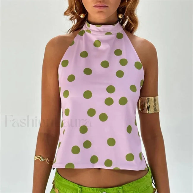 Floral Boho Backless Crop Top PINK / S Main image
