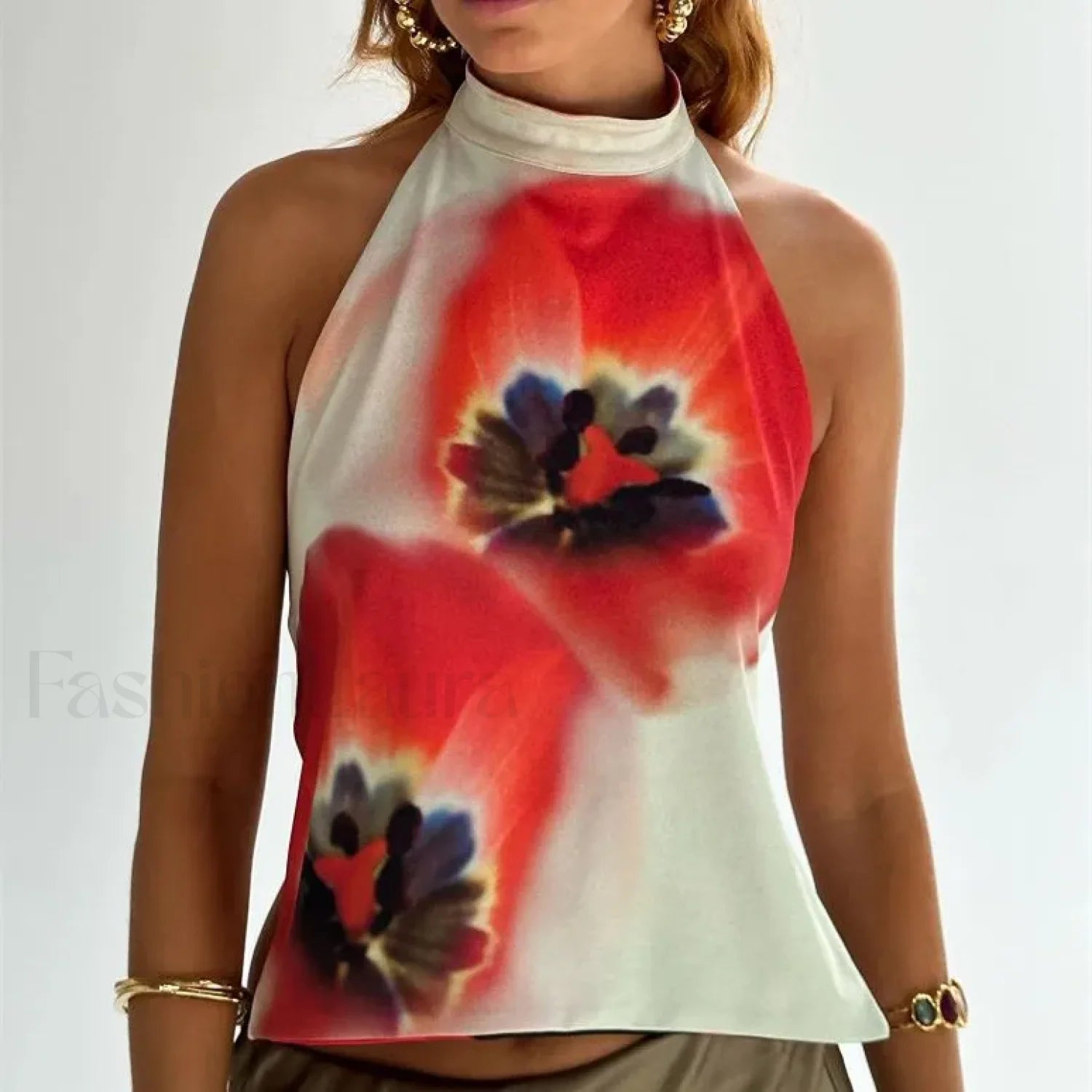 Floral Boho Backless Crop Top Secondary image