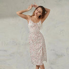 Floral Bustier Slit Midi Dress