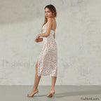 Floral Bustier Slit Midi Dress