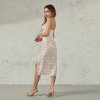 Floral Bustier Slit Midi Dress