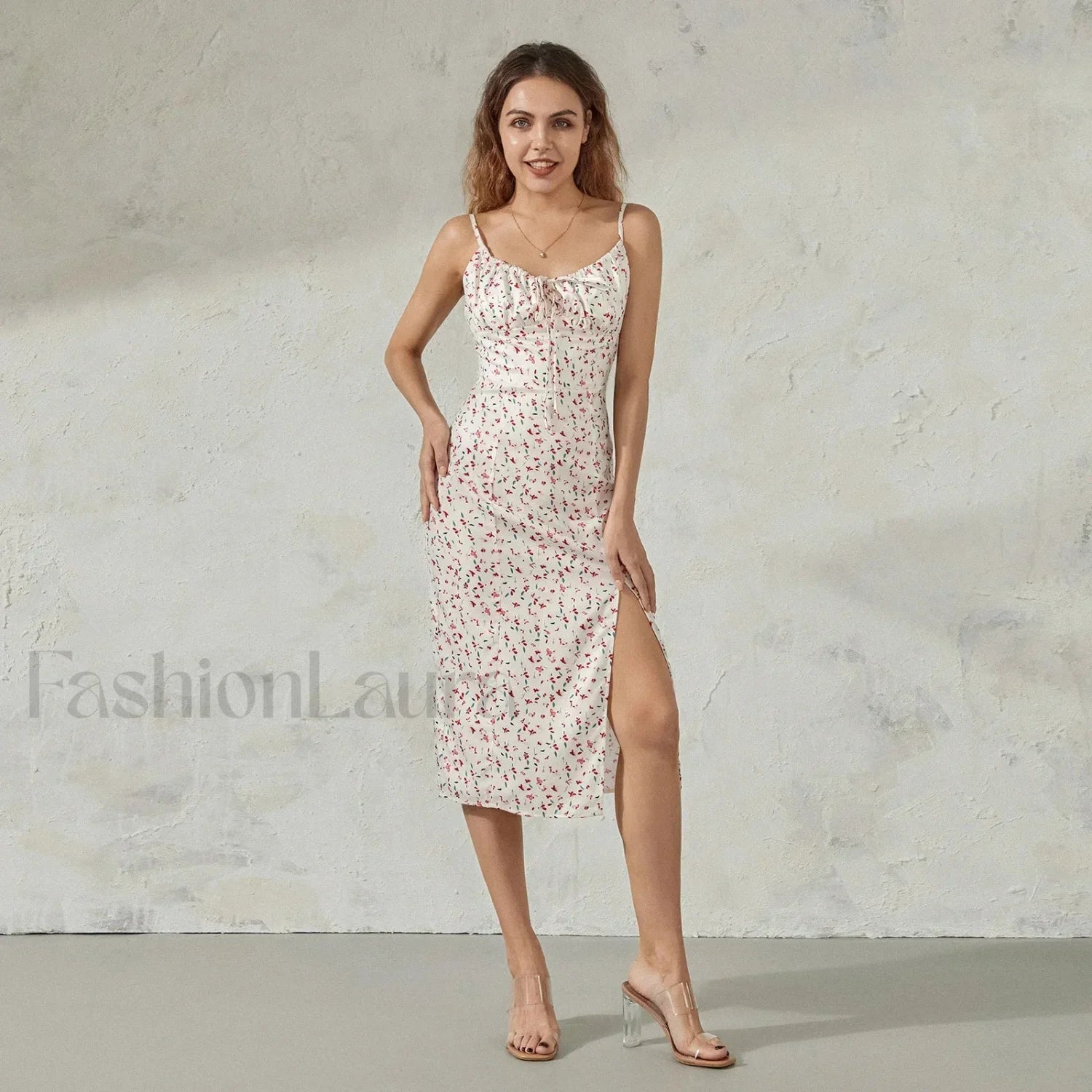 Floral Bustier Slit Midi Dress MULTI / S Main image