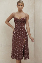 Floral Bustier Stylish Midi Dress