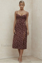 Floral Bustier Stylish Midi Dress