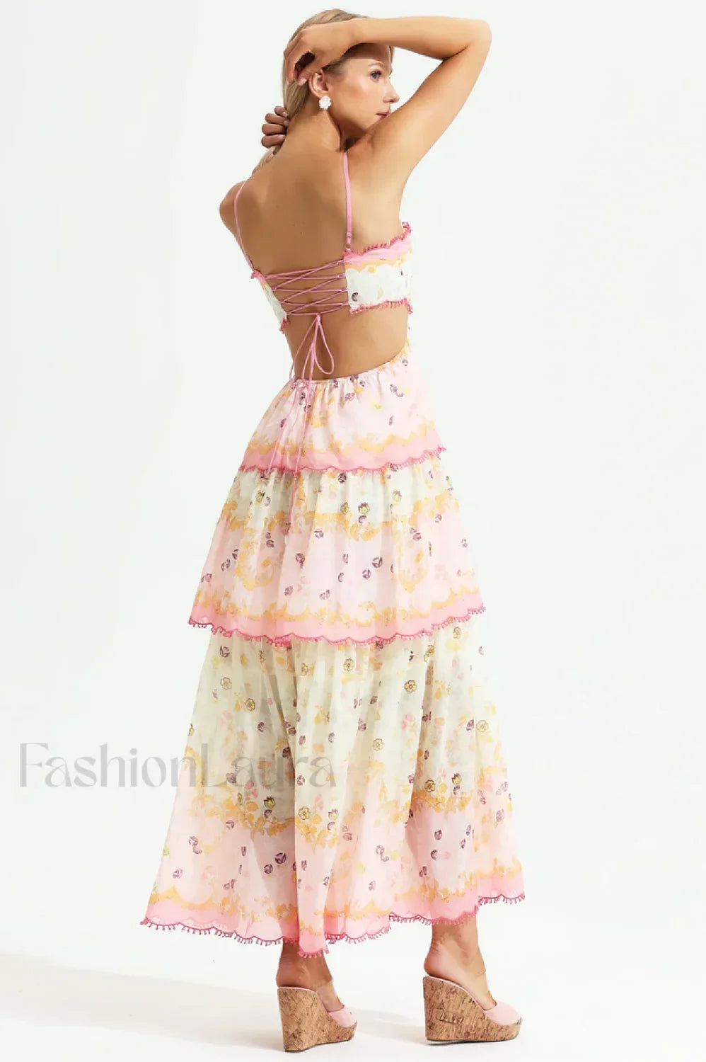Floral Cami Tiered Charming Ruffle Hem Dress Secondary image
