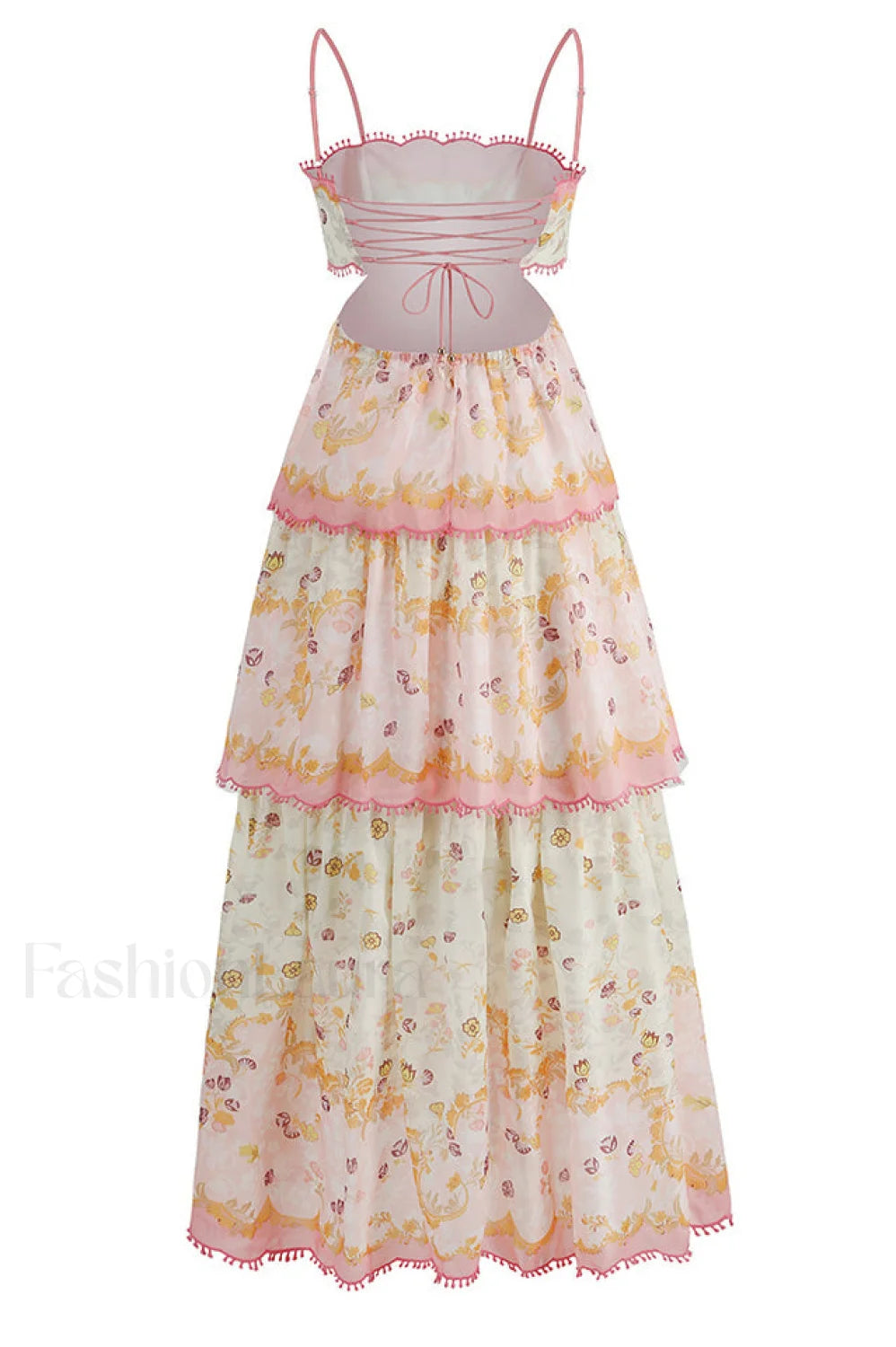 Floral Cami Tiered Charming Ruffle Hem Dress