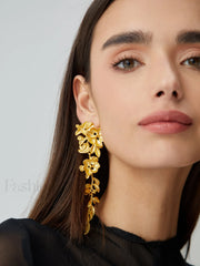 Floral Charming Fringed Earrings Gold / One Size Earrings