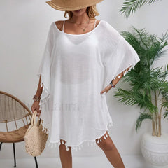 Floral Chiffon Short Sleeve Cover Up WHITE / One Size