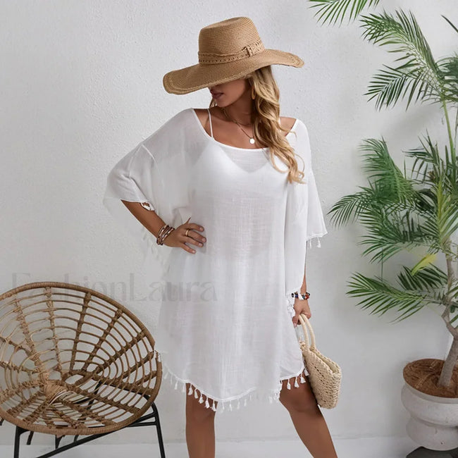 Floral Chiffon Short Sleeve Cover Up WHITE / One Size Main image