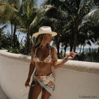 Floral Colorful Beach Bikini Three Piece Set