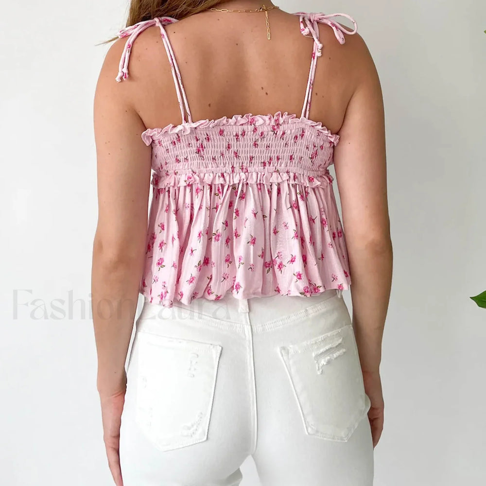 Floral E Girl Ruffled Crop Top