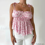 Floral E Girl Ruffled Crop Top