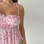 Floral E Girl Ruffled Crop Top