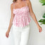 Floral E Girl Ruffled Crop Top Pink / S