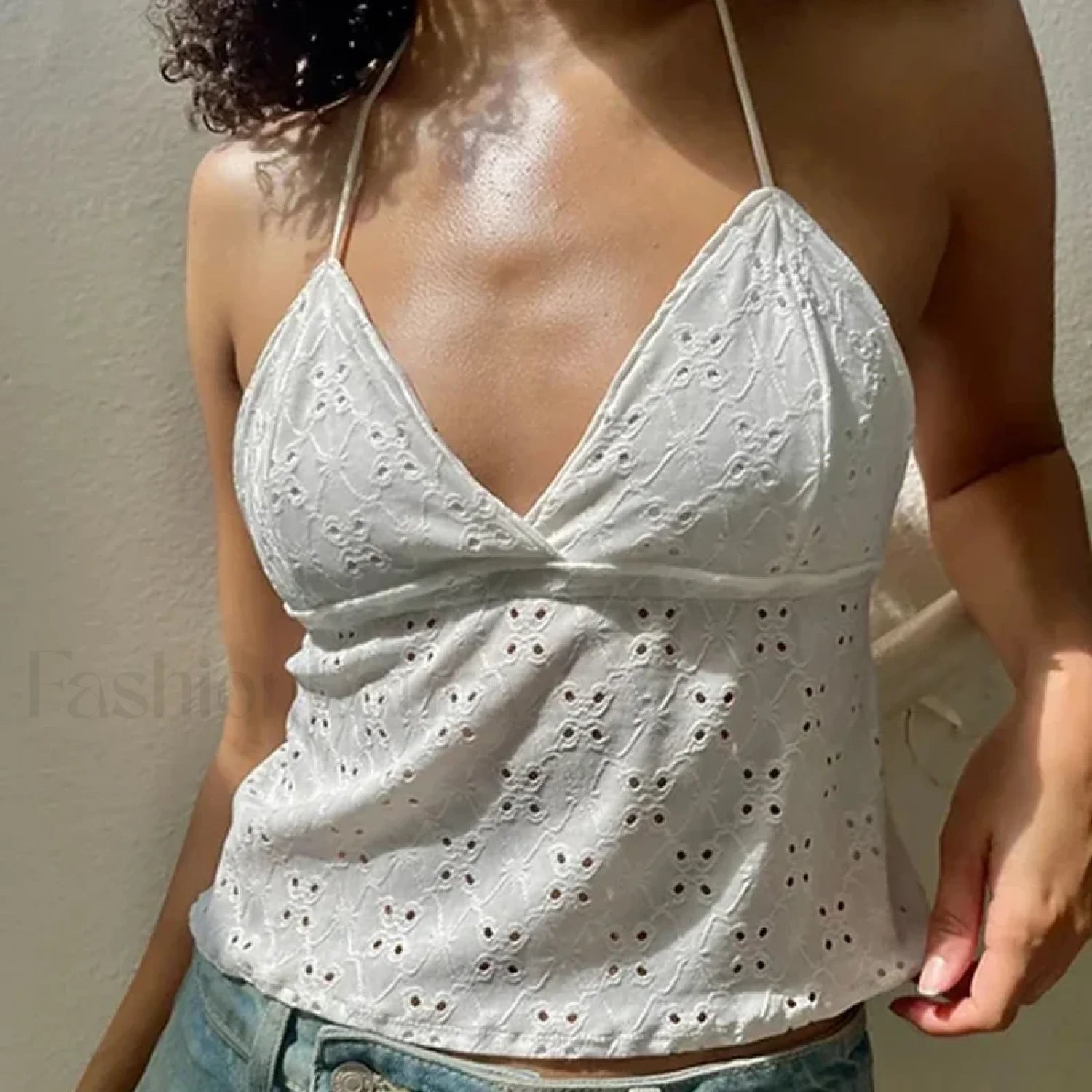 Floral Eyelet Cottage Crop Top Secondary image
