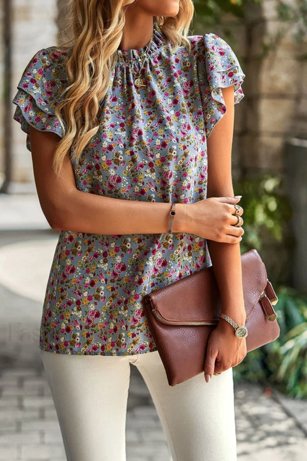 Floral Flutter Stylish Sleeve Top