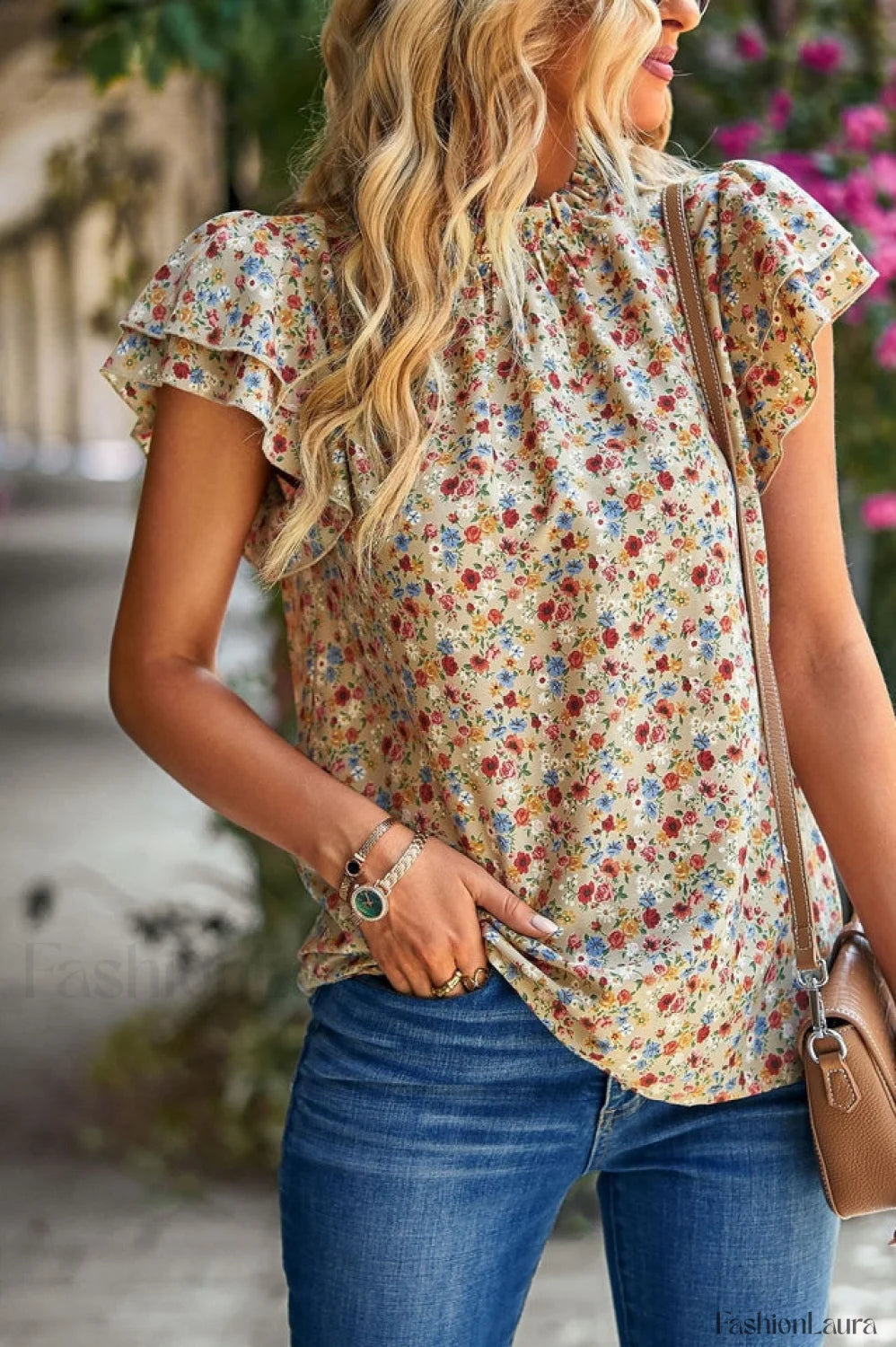 Floral Flutter Stylish Sleeve Top