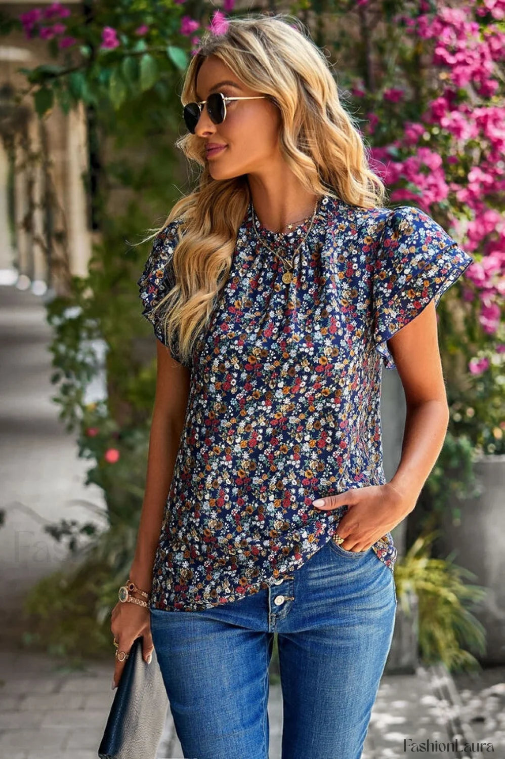 Floral Flutter Stylish Sleeve Top