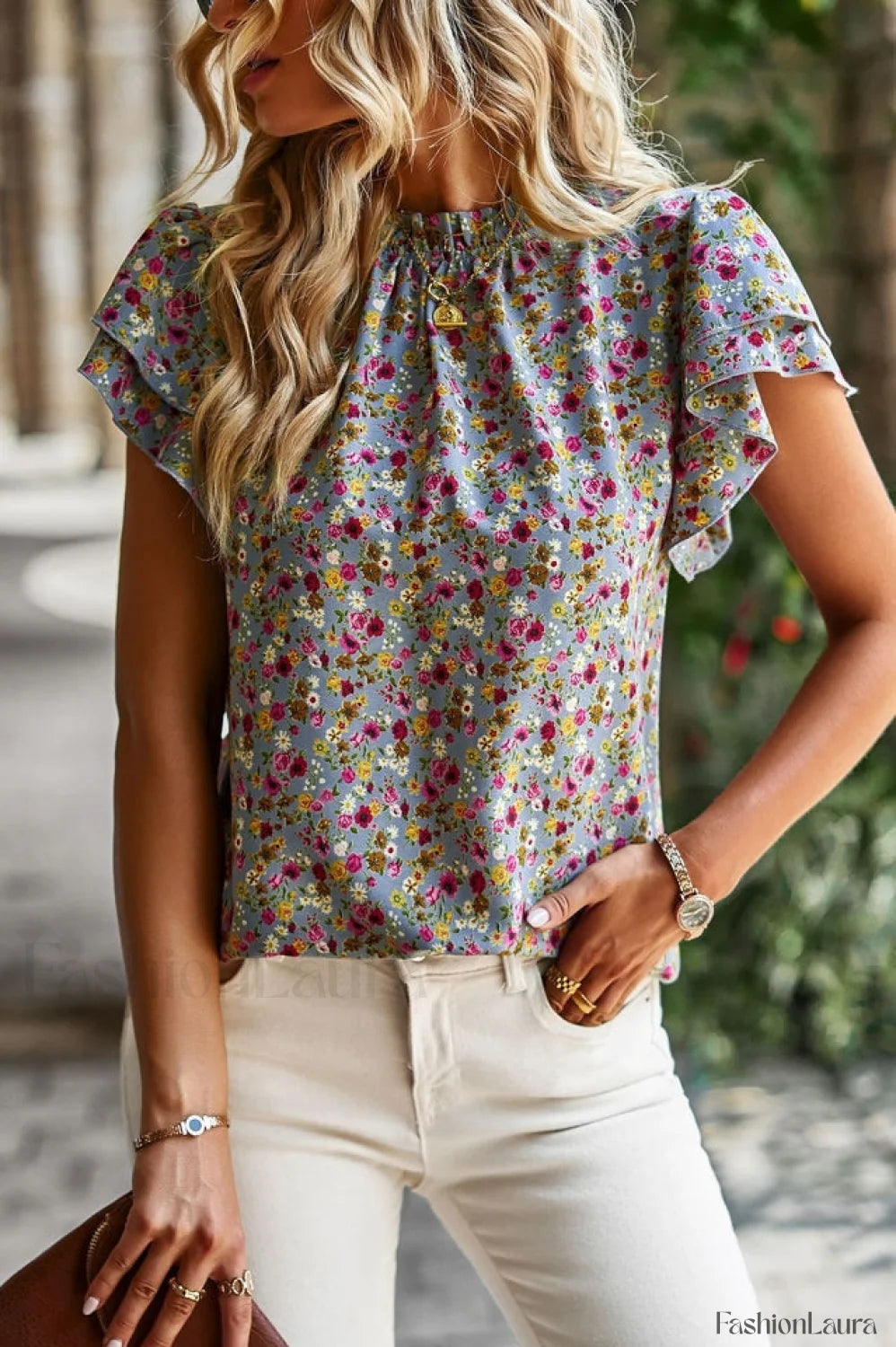 Floral Flutter Stylish Sleeve Top