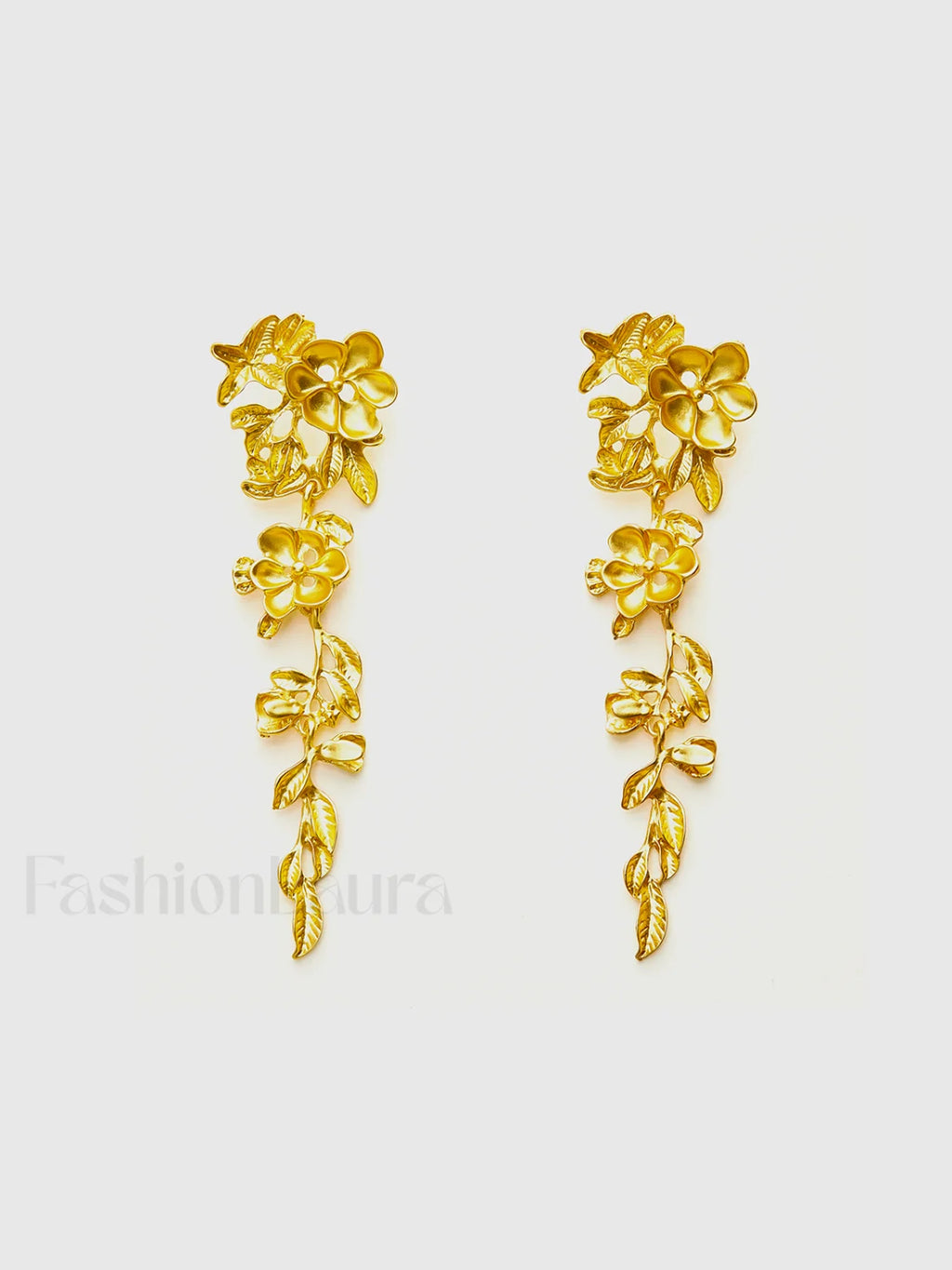 Floral Fringed Earrings Gold / One Size Earrings